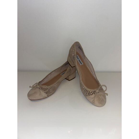Steve Madden Cherish Tan Mesh‎ Flats Ballet Shoes Fairy Beaded Womens Size 8.5 M - Picture 2 of 6
